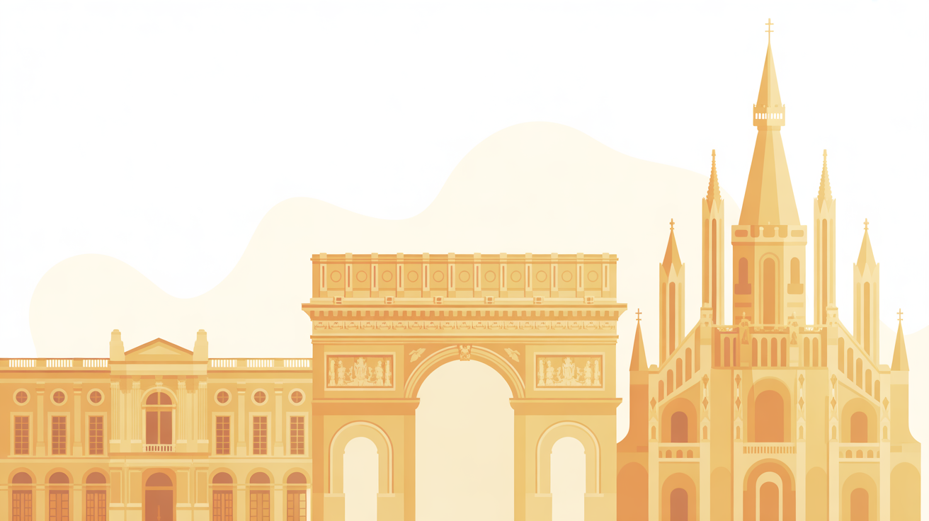 Illustration Histoire pour l'examen civique - L'histoire de France est essentielle pour comprendre les valeurs de la République. De la monarchie à la Ve République, découvrez les événements qui ont façonné la France moderne : Révolution de 1789, guerres mondiales, la Résistance, et l'évolution des institutions.