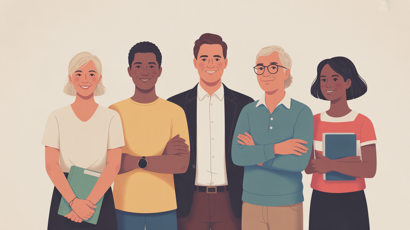 Illustration Valeurs & principes pour l'examen civique - Les valeurs républicaines sont au cœur de la citoyenneté française. Liberté, Égalité, Fraternité, Laïcité : comprenez les principes fondamentaux qui unissent les citoyens français.